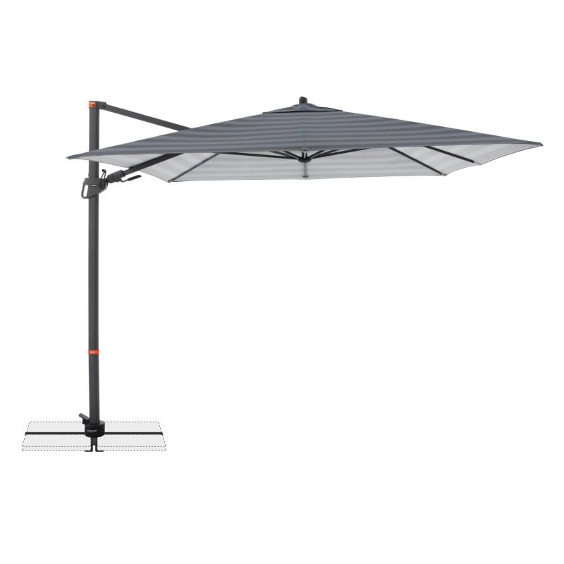 Doppler Pendelschirm myZone AX 320 cm x 240 cm Blockstreifen Blau-Grau 8-teilig von Doppler