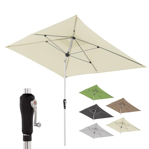 Doppler Sonnenschirm SL-AZ Auto Tilt 190x290 cm Natur I Gartenschirm knickbar I Kurbelschirm mit UV-Schutz 80+ I Kurbelschirm aus Aluminium I regenabweisendes Polyester-Schirmdach von Doppler