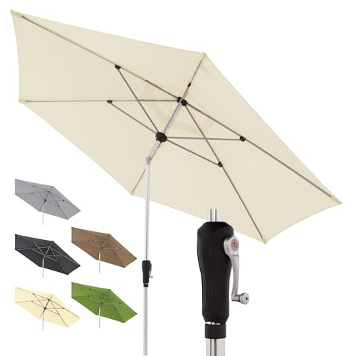 Doppler Sonnenschirm SL-AZ Auto Tilt 330 cm Natur I Gartenschirm knickbar I Kurbelschirm mit UV-Schutz 80+ I Kurbelschirm aus Aluminium I regenabweisendes Polyester-Schirmdach von Doppler