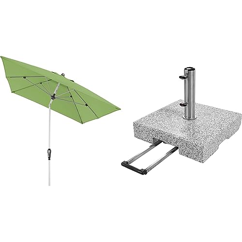 Doppler Sonnenschirm Aluminium 190x290 Fresh Green Granit-Sonnenschirmständer mit Ausziehgriff 72kg von Doppler