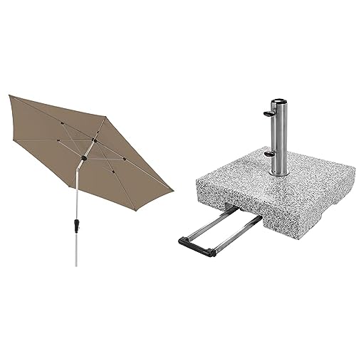 Doppler Sonnenschirm Aluminium 330 Greige Granit-Sonnenschirmständer mit Ausziehgriff 72kg von Doppler