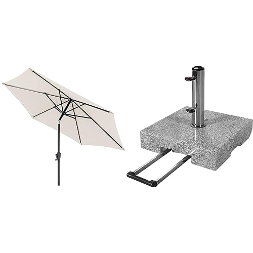 Doppler Sonnenschirm Jack 250 Natur Granit-Sonnenschirmständer mit Ausziehgriff 45kg von Doppler