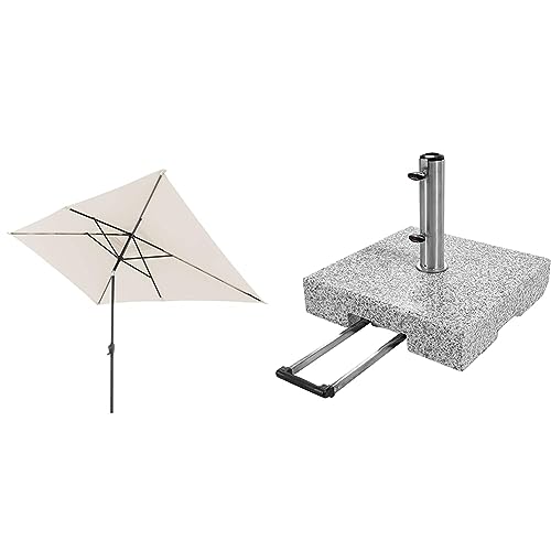 Doppler Sonnenschirm Jack 300x200 Natur Granit-Sonnenschirmständer mit Ausziehgriff 72kg von Doppler