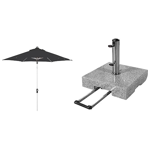 Doppler Sonnenschirm Push Up 220 Anthrazit Granit-Sonnenschirmständer mit Ausziehgriff 45kg von Doppler