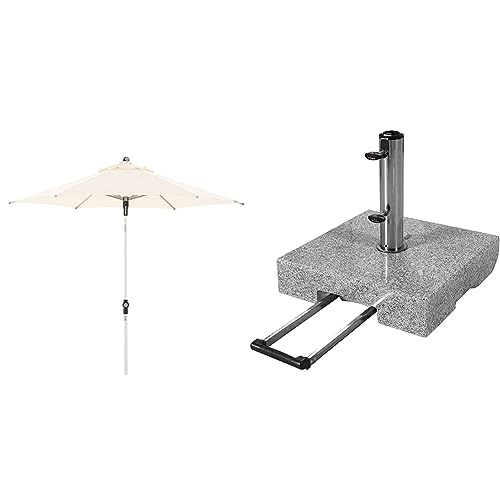 Doppler Sonnenschirm Push Up 220 Natur Granit-Sonnenschirmständer mit Ausziehgriff 45kg von Doppler