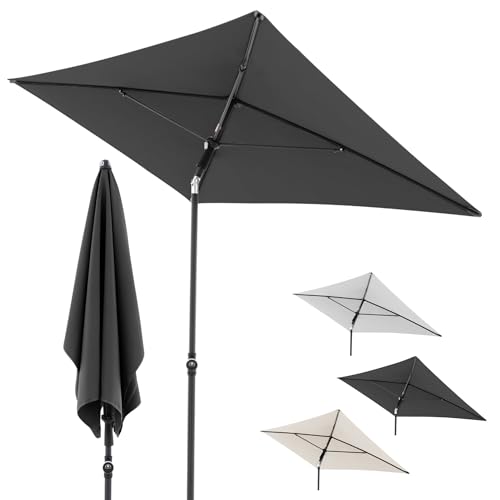 Doppler Sonnenschirm für den Garten Rethink 180x120cm in Dunkelgrau - Rechteckiger Sonnenschirm für Balkon & Terrasse - Nachhaltiger Schirm - Kippbarer Balkonsonnenschirm mit Handöffner und Hülle von Doppler