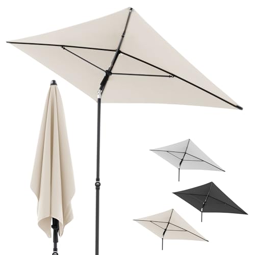 Doppler Sonnenschirm für den Garten Rethink 180x120cm in Natur - Rechteckiger Sonnenschirm für Balkon & Terrasse - Nachhaltiger Schirm - Kippbarer Balkonsonnenschirm mit Handöffner und Hülle von Doppler