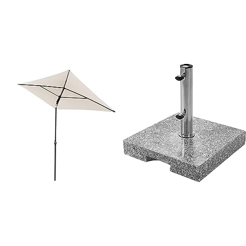 Doppler Sonnenschirm Rethink rPet 180x120 Natur Granit Sockel 25kg von Doppler