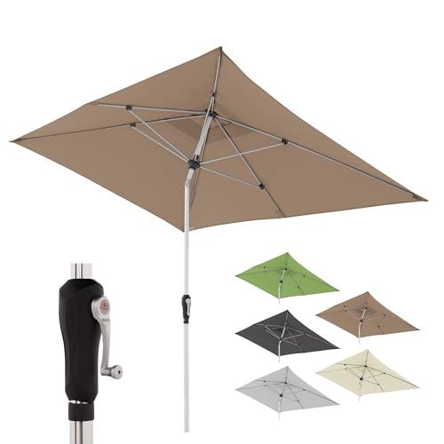 Doppler Sonnenschirm für den Garten SL-AZ Auto Tilt 190x290 cm Greige I Gartenschirm knickbar I Kurbelschirm mit UV-Schutz 80+ I Kurbelschirm aus Aluminium I regenabweisendes Polyester-Schirmdach von Doppler