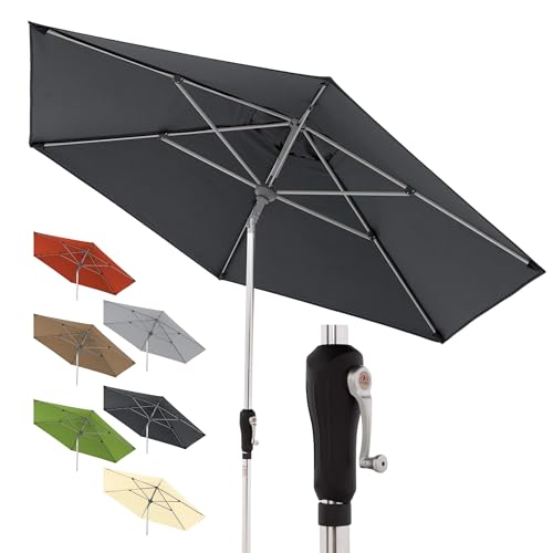 Doppler Sonnenschirm für den Garten SL-AZ Auto Tilt 275 cm Anthrazit I Gartenschirm knickbar I Kurbelschirm mit UV-Schutz 80+ I Kurbelschirm aus Aluminium I regenabweisendes Polyester-Schirmdach von Doppler