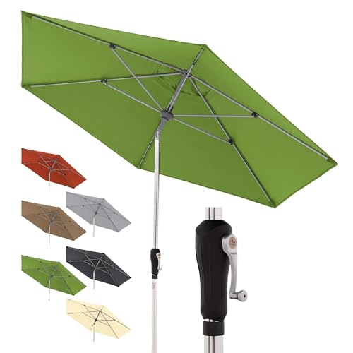 Doppler Sonnenschirm für den Garten SL-AZ Auto Tilt 275 cm Fresh Green I Gartenschirm knickbar I Kurbelschirm mit UV-Schutz 80+ I Kurbelschirm aus Aluminium I regenabweisendes Polyester-Schirmdach von Doppler