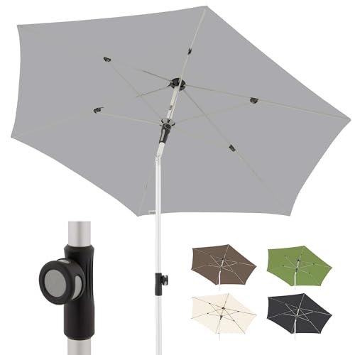 Doppler Sonnenschirm für den Garten SL-AZ Push Up 220 cm Hellgrau I knickbarer Gartenschirm mit UV-Schutz 80+ aus Aluminium I regenabweisendes Polyester-Schirmdach von Doppler