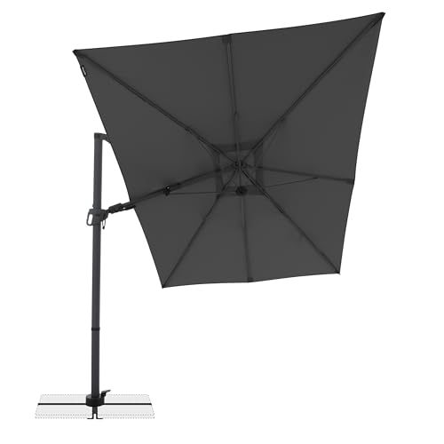 Doppler - Style Sonnenschirm für den Garten - Ampelschirm 300 cm x 220 cm in Dunkelgrau um 360° drehbar - Sonnenschirm groß mit Ständer - Kippbarer Pendelschirm wasserdicht für Garten & Terrasse von Doppler