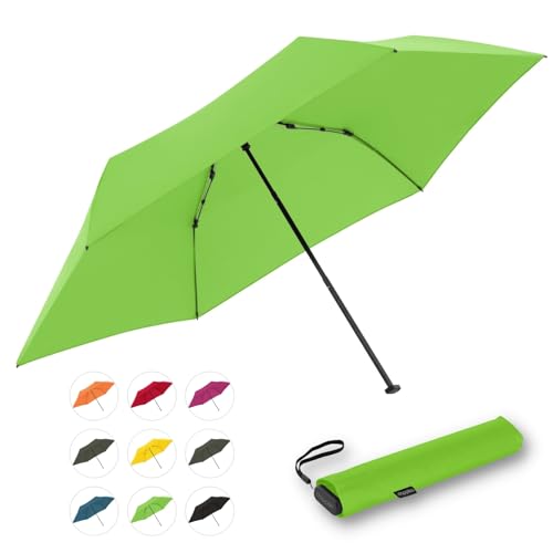 Doppler Taschenschirm Zero,99 Flat I Ultra leichter Regenschirm in Peppy Lime I Kleiner Schirm I Mini Regenschirm I Leicht zu Öffnen I Flach & kompakt I Taschenregenschirm windproof von Doppler
