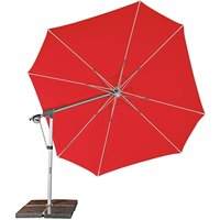 Sonnenschirm/ Ampelschirm Protect 400 Pendel ø 400 cm, rot, inkl. 4 Granitplatten, Bezug aus 100% Polyester, Gestell aus Aluminium, 41,4 kg - Doppler von Doppler