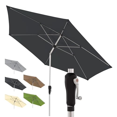 Doppler Sonnenschirm SL-AZ Auto Tilt 330 cm Anthrazit I Gartenschirm knickbar I Kurbelschirm mit UV-Schutz 80+ I Kurbelschirm aus Aluminium I regenabweisendes Polyester-Schirmdach von Doppler