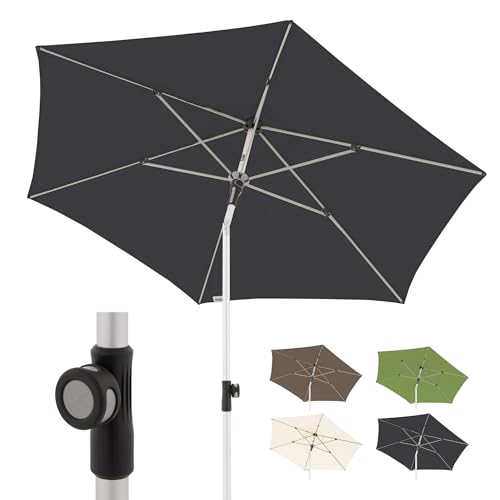 Doppler Sonnenschirm SL-AZ Auto Tilt 220 cm Anthrazit I Gartenschirm knickbar I Kurbelschirm mit UV-Schutz 80+ I Kurbelschirm aus Aluminium I regenabweisendes Polyester-Schirmdach von Doppler