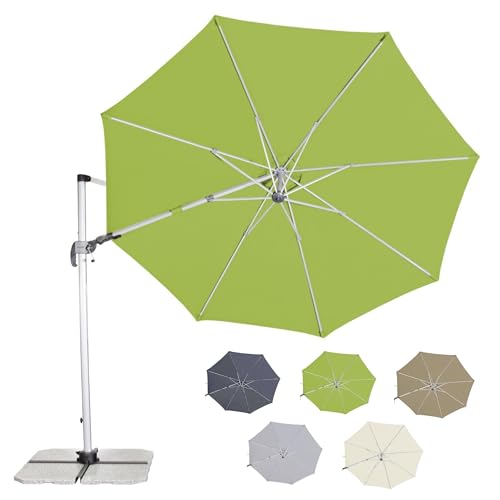 Doppler Sonnenschirm für den Garten SP-AZ 330cm Fresh Green - Pendelschirm knickbar + drehbar + neigbar - Gartenschirm mit UV-Schutz 50+ - Kurbelschirm aus Aluminium - regenabweisendes Polyester-Dach von Doppler