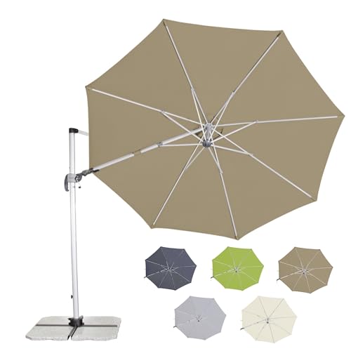 Doppler Sonnenschirm für den Garten SP-AZ 330cm Greige-Taupe - Pendelschirm knickbar + drehbar + neigbar - Gartenschirm mit UV-Schutz 50+ - Kurbelschirm aus Aluminium - regenabweisendes Polyester von Doppler