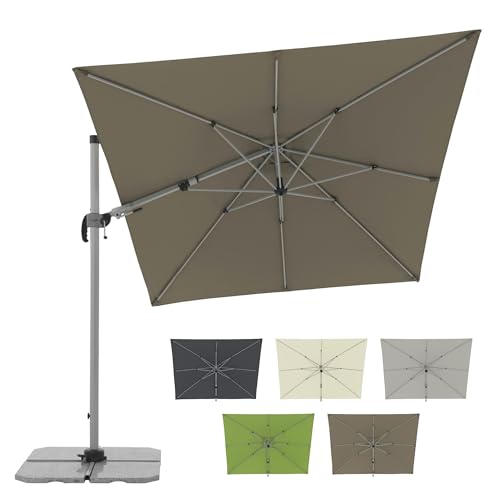 Doppler Sonnenschirm für den Garten SP-AZ 320x240cm Greige-Taupe - Pendelschirm knickbar + drehbar + neigbar - Gartenschirm mit UV-Schutz 50+ - Kurbelschirm aus Aluminium - regenabweisendes Polyester von Doppler