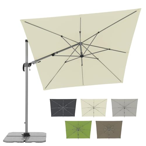 Doppler Sonnenschirm SP-AZ 320x240 cm Natur - Pendelschirm knickbar + drehbar + neigbar - Gartenschirm mit UV-Schutz 50+ - Kurbelschirm aus Aluminium - regenabweisendes Polyester-Schirmdach von Doppler