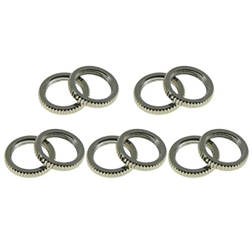 Dopro Kippschaltermutter für Switchcraft-Schalter, USA-Spezifikation, 15/32 Zoll, fein gerändelt, für LP-Gitarre, Nickel, 10 Stück von Dopro