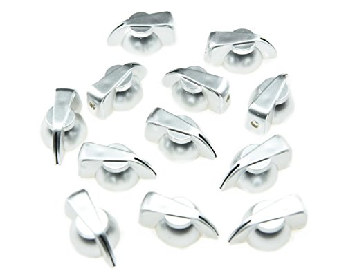 Dopro Packung mit 12 flachen Knöpfen für Gitarren, Hühnerkopf, AMP-Effekt, Silberfarben von Dopro