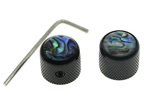 Dopro Telecaster Abalone-Gitarrenknöpfe für Telecaster, Bass, mit Stellschraube und Schraubenschlüssel, Schwarz, 2 Stück Dopro Telecaster Abalone-Gitarrenknöpfe für Telecaster, Bass, mit Stellschraube und Schraubenschlüssel, Schwarz, 2 Stück von Dopro