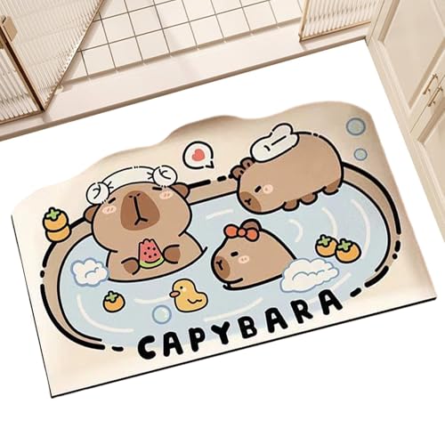 Dopsyesn Die Duschmatte,Capybara Badezimmermatten - Kieselerde Teppich Schnelltrocknend Weich Duschzubehör Für Badezimmer Dusche WC von Dopsyesn