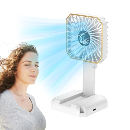 Dopsyesn Handheld Lüfter - Klappbarer Kühlventilator Handgebläse Für Schreibtisch - Batteriebetrieben 3 Geschwindigkeiten Mit Handyhalter Für Alle Reise von Dopsyesn