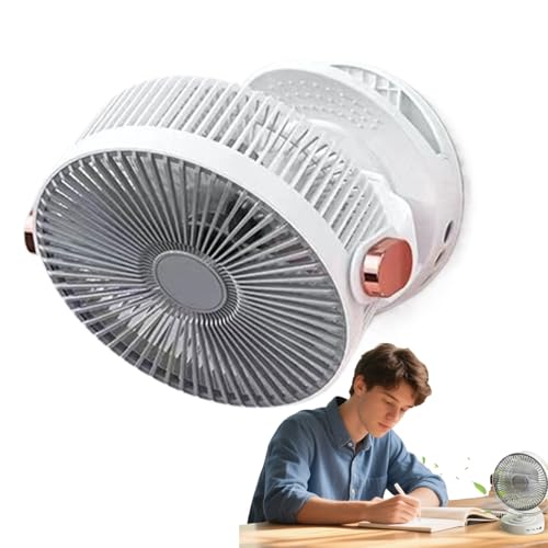 Dopsyesn Klemmventilator | Klemmbarer Persönlicher Ventilator,Leiser 20cm Aufhängbarer Drehzahlregelbarer Nachtlicht Für Kinderwagen Arbeitsplatz Auto Strandzelt von Dopsyesn