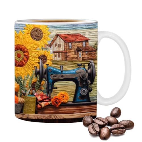Dopsyesn Lustige Kaffeetasse,Flach bedruckte Nähmaschinen-Teetassen für Nähliebhaber - Neuheit 350 ml Kaffee-Latte-Becher, Steppmaschinen-Teebecher für Milch, Tee, Kaffee, Wasser Dopsyesn Lustige Kaffeetasse,Flach bedruckte Nähmaschinen-Teetassen für Nähliebhaber - Neuheit 350 ml Kaffee-Latte-Becher, Steppmaschinen-Teebecher für Milch, Tee, Kaffee, Wasser von Dopsyesn