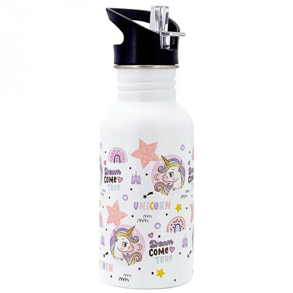 Dora's Retro Edelstahlflasche "Einhorn" 500ml einwandig mit Push Pull von Dora's