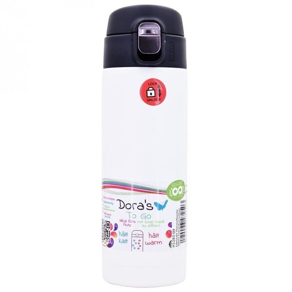 Dora's Thermobecher mit Einhandverschluss (360ml) in Weiß aus Edelstahl von Dora's