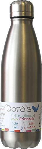 Dora's Trinkflasche Edelstahl Thermoflasche Farbe steel 750 ml von Dora's
