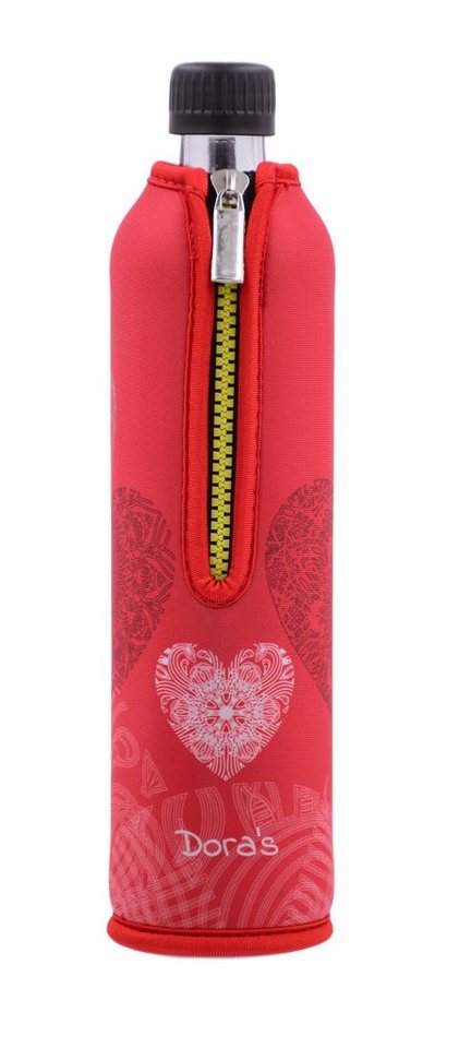 Dora's Trinkflasche Glasflasche mit Neoprenbezug Liebe 500 ml, 500 ml von Dora's