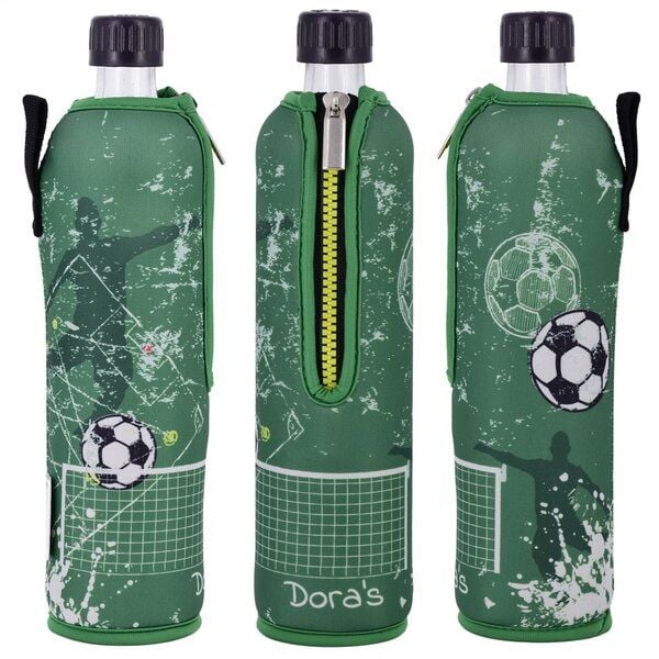 Dora's Glasflasche mit Fußball-Neoprenbezug 500ml von Dora's