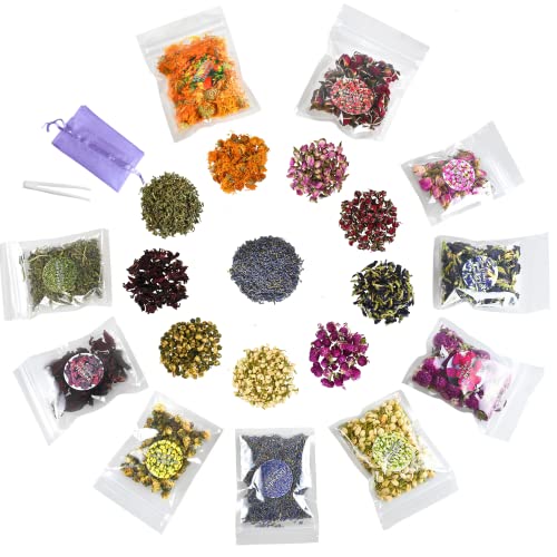 DoraMagic Natürliche Trockenblumen Getrocknete Blumen Kit 10 Beutel Getrocknete Blumen Kräuter für Seifenherstellung DIY Kerze Harz Schmuck (Viele) von DoraMagic