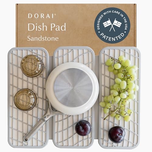 Dorai Home Abtropfmatte – faltbare Küchenmatte – umwickelt mit Silikongewebe zum Schutz des Geschirrs – trocknet sofort – modern und stilvoll – minimalistisches Design passend zu jeder Arbeitsplatte von Dorai
