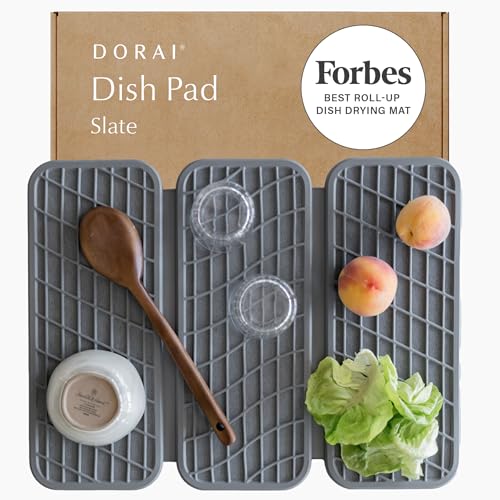 Dorai Home Dish Pad – Faltbare Abtropfmatte für die Küche – eingewickelt in Silikon-Gurtband zum Schutz des Geschirrs – trocknet sofort – modern und stilvoll – minimalistisches Design, passend zu Dorai Home Dish Pad – Faltbare Abtropfmatte für die Küche – eingewickelt in Silikon-Gurtband zum Schutz des Geschirrs – trocknet sofort – modern und stilvoll – minimalistisches Design, passend zu von Dorai