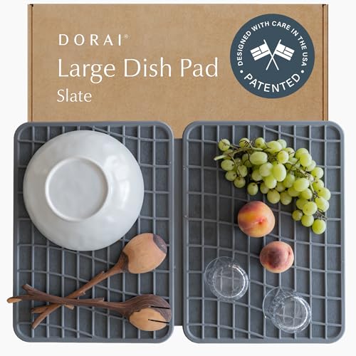 Dorai Home Geschirrunterlage – Kieselgur Stein-Trockenmatte für Küchentheke – schnell trocknende Stein-Abtropfmatte für Küche – (62,5 x 41,9 cm) von Dorai