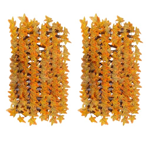 2 Stück Künstlicher Efeu-Zaun,max. 200 x 30 cm Balkon Sichtschutz, Erweiterbarer Künstlicher Heckenzaun und Künstlicher Efeu, sichtschutz garten,efeu sichtschutz (yellow) von Doramier