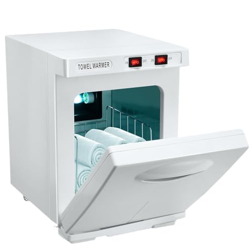 Handtuchwärmer Kosmetik, UV-Handtuch Sterilisator Kabinett, 5L UV Desinfektionsschrank mit 176°F Heizfunktion LED Display Towel Warmer UV Sterilisator mit Timer für Schönheit, Salon, Spa (Weiß) von Doramier