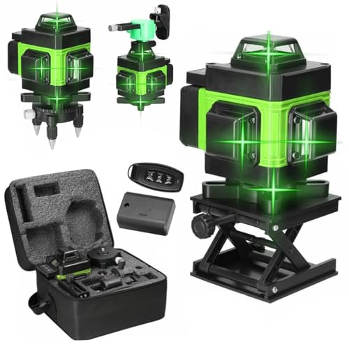 Kreuzlinienlaser mit Stativ, Multifunktionaler 4D-Laser mit 16 Linien,selbstnivellierende Maschine, 360° x 4 Grad grünes selbstnivellierendes Laser-Nivelliergerät, wiederaufladbarer Lithium-Akku von Doramier