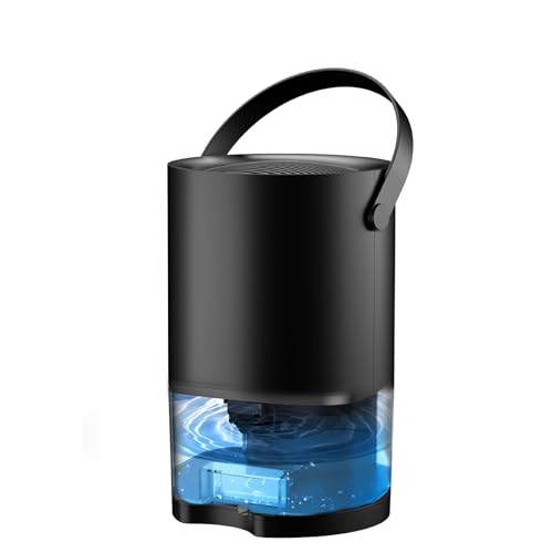 Luftentfeuchter, 1000 ml, kleiner elektrischer Luftentfeuchter für Schlafzimmer, leise, 7 farbige LEDs, Anti-Schimmel-Entfeuchter, für 10 – 20 m², für Schrank, Badezimmer (schwarz) von Doramier