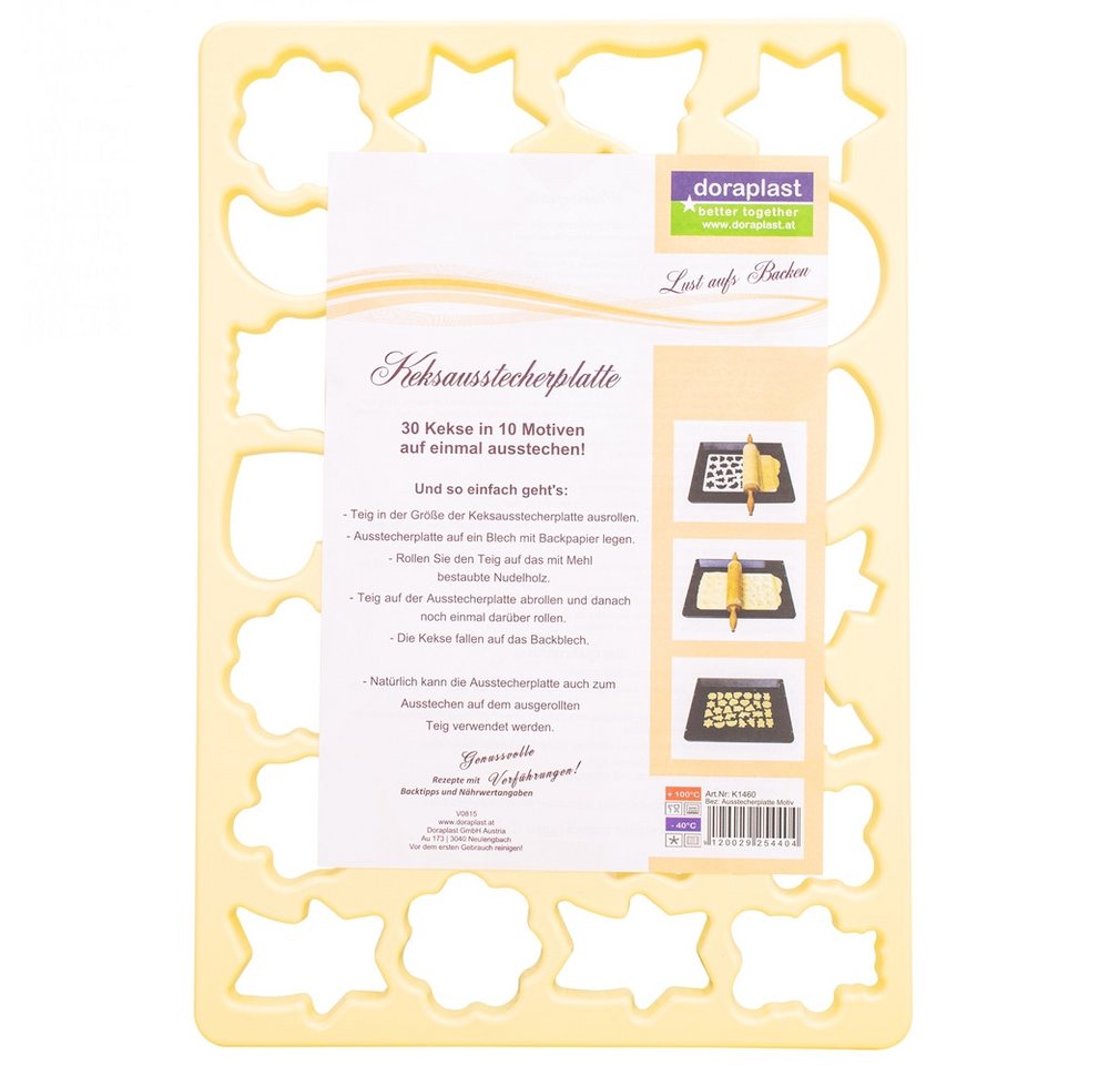 Doraplast Ausstechform Ausstecherplatte, 30 Kekse in einem Arbeitsgang – 10 verschiedene Motive Doraplast Ausstechform Ausstecherplatte, 30 Kekse in einem Arbeitsgang – 10 verschiedene Motive von Doraplast