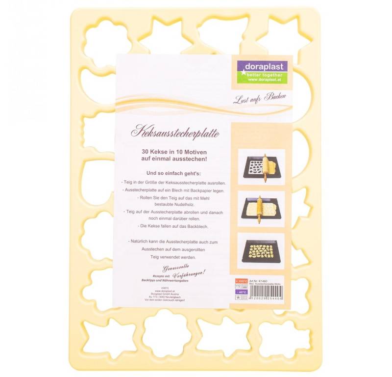 Doraplast Ausstechform Ausstecherplatte, 30 Kekse in einem Arbeitsgang – 10 verschiedene Motive von Doraplast