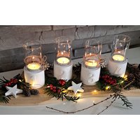 Adventskerzenhalter 4Er Set, Adventskranz Für Teelicht Oder Stabkerze Mit Windlichtglas, Weihnachtsdeko, Kerzenständer, Advents, Raysin Adventskerzenhalter 4Er Set, Adventskranz Für Teelicht Oder Stabkerze Mit Windlichtglas, Weihnachtsdeko, Kerzenständer, Advents, Raysin von Dorasplotterwelt