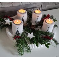 Adventskranz I Kerzenständer Für Stabkerzen Oder Teelichter Runder Teller Advent Raysin Weihnachtsdekoration von Dorasplotterwelt