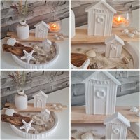 Beachhäuser - Strandhäuser Mit Wimpelkette Und Rettungsring 2Er Set , Deko Häuser, Maritim von Dorasplotterwelt